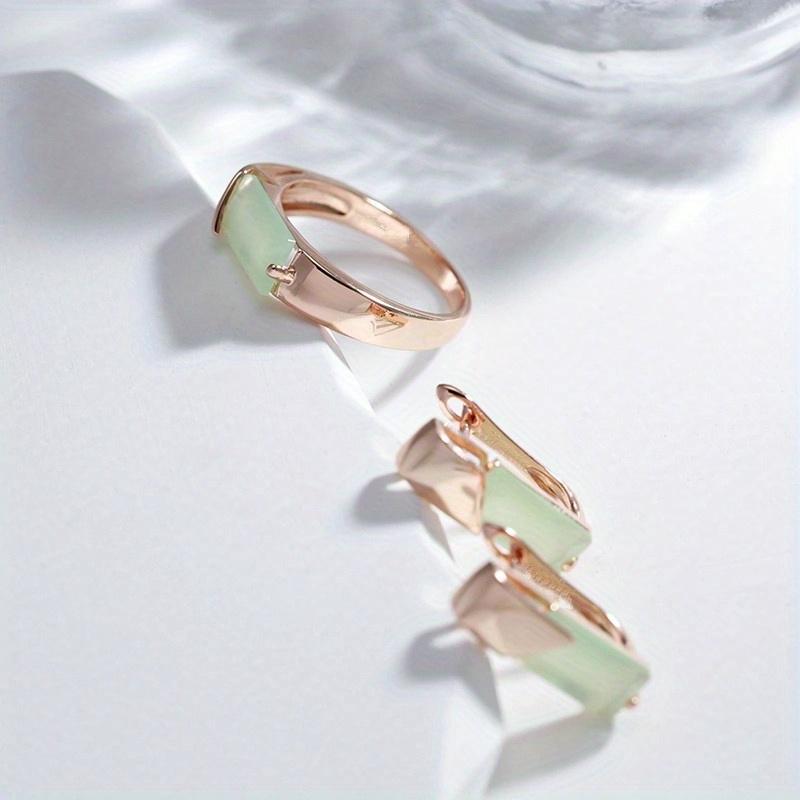 1 Pc Square Cut Mist Green Zircon Rings for Women Golden Color Vintage Fashion Jewelry Personality Rings Gifts