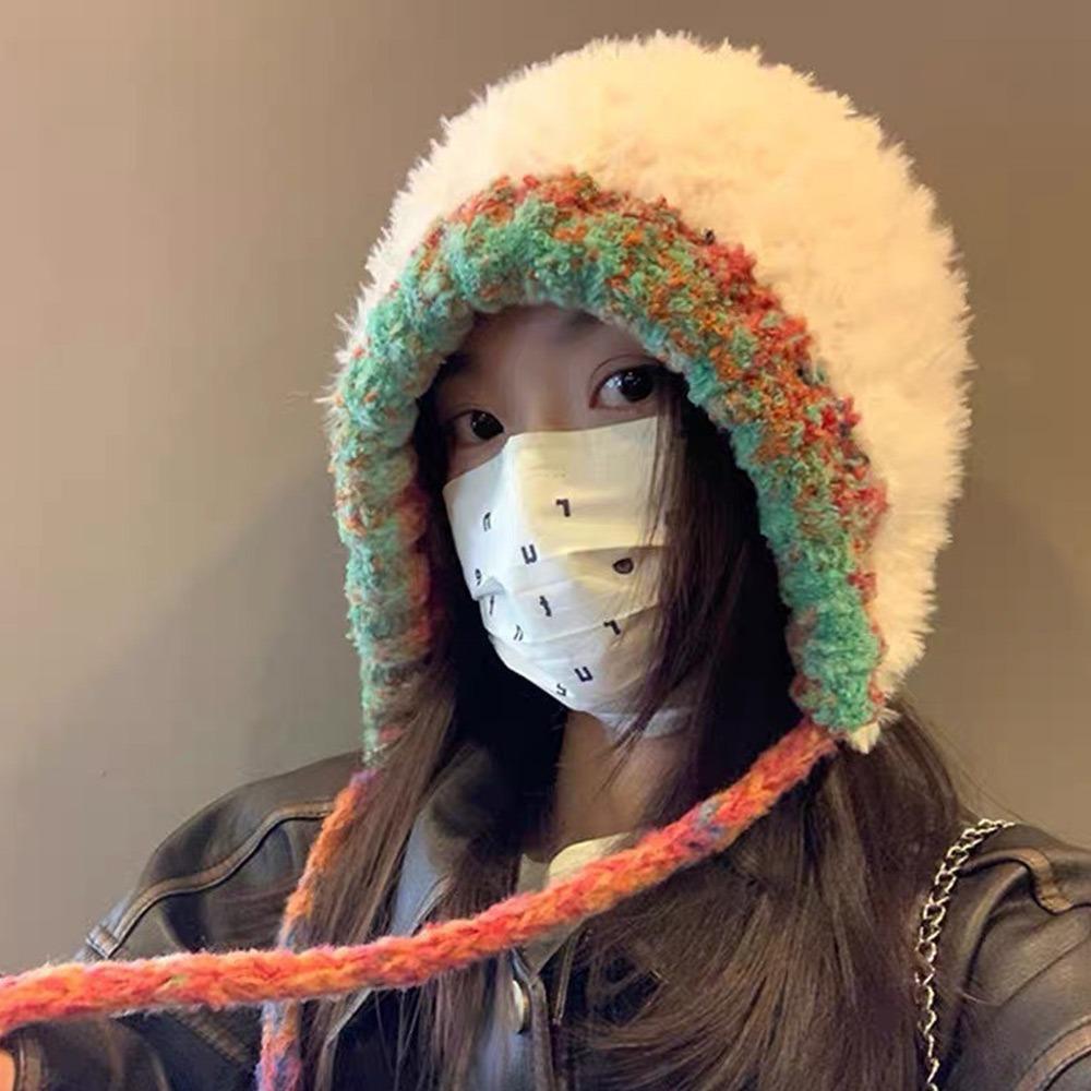 Warm Thickened Fashion Plush Hat Knitted Bonnet Caps Cute Bucket Hat  for Women Girls