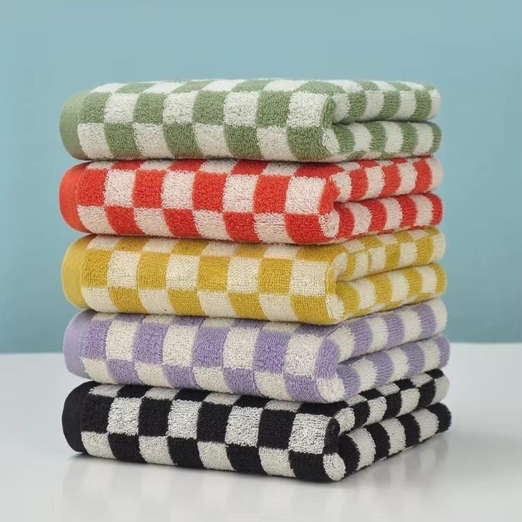 Antimicrobial Chessboard Woven Cotton Towel - Quick-Dry Hypoallergenic Bath & Face Use Personalize your size&500 - 699 GSM
