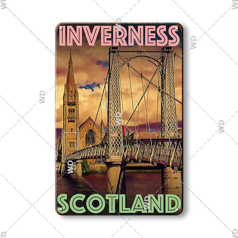 Vintage krajobraz miejski metalowa plakietka emaliowana londyn paryż floryda nowy jork plakaty podróże dekoracje płyta metalowy obrazek dekoracje ścienne barowe