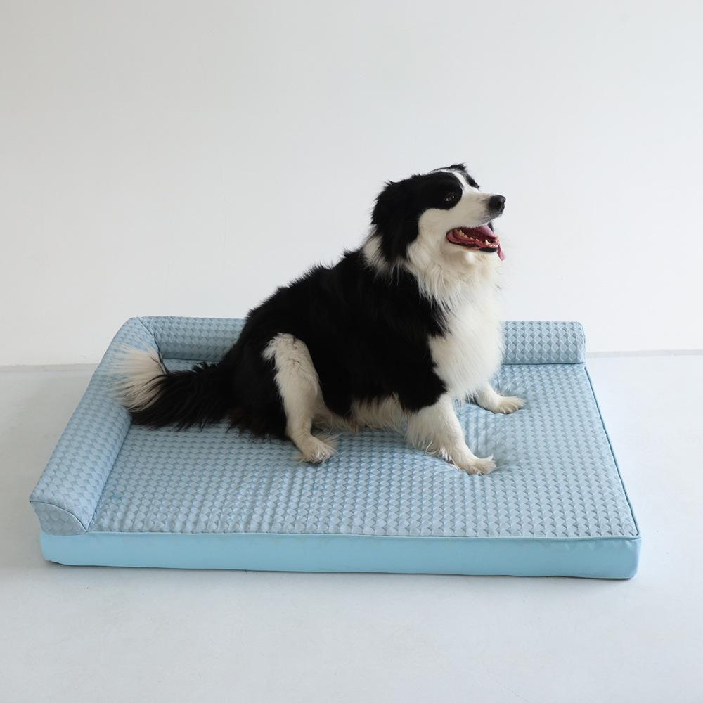 

Breathable Spring Summer Cooling Large Dog Bed Ati-slip Cat Bed with Pillow Ice Silk Fabric Dog Bed for Small Dog Cushion Pet S 60X45X15CM синій
