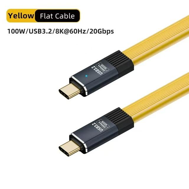 

USB3.2 Кабель даних 20 Гбіт/с USB C до типу C Короткий кабель ThunderBolt 3 PD 100 Вт 5 A Шнур USB-C для iPhone 15 16 Pro Max SSD Power Bank 0.2M жовтий