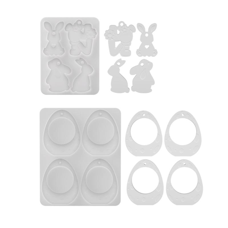 

Easter Theme Resin Pendant Silicone Molds 4 Cavities Eggs/Hare Silicone Molds Heat Resistant for Resin Jewelry Making 1