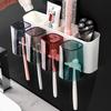 Wall-Mounted Multi-Toothbrush Holder with Punch-Free Base and Toothpaste Storage