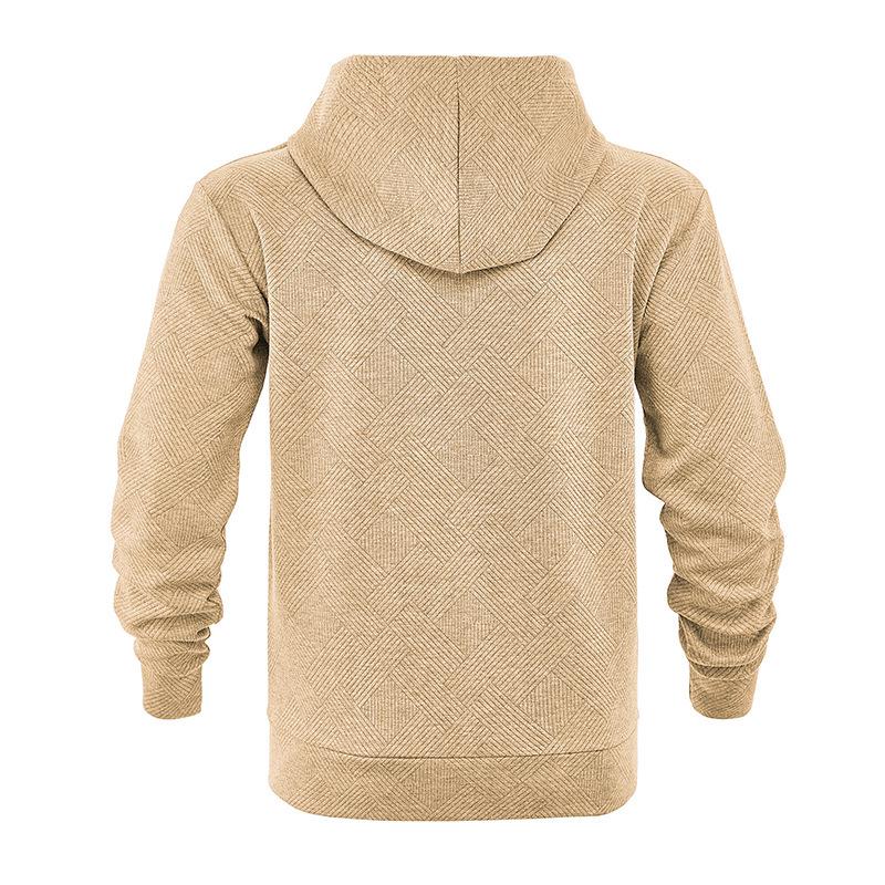 American Retro Men's Hooded Jacquard Pullover - Versatile Casual Sweatshirt