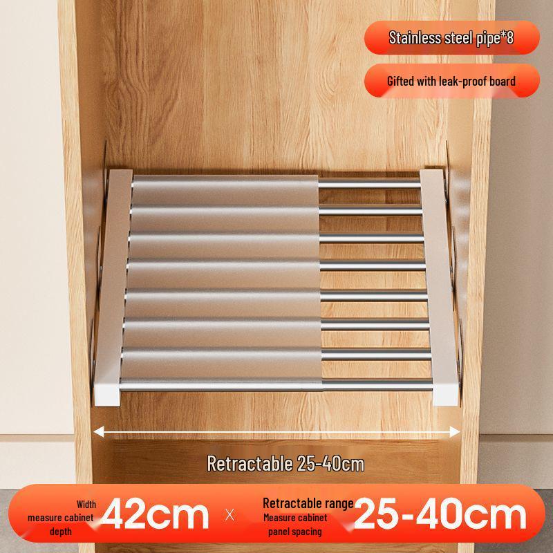 Multi-Layer Divider Cabinet & Telescopic Shoe Rack with Stainless Steel Sink Shelf
