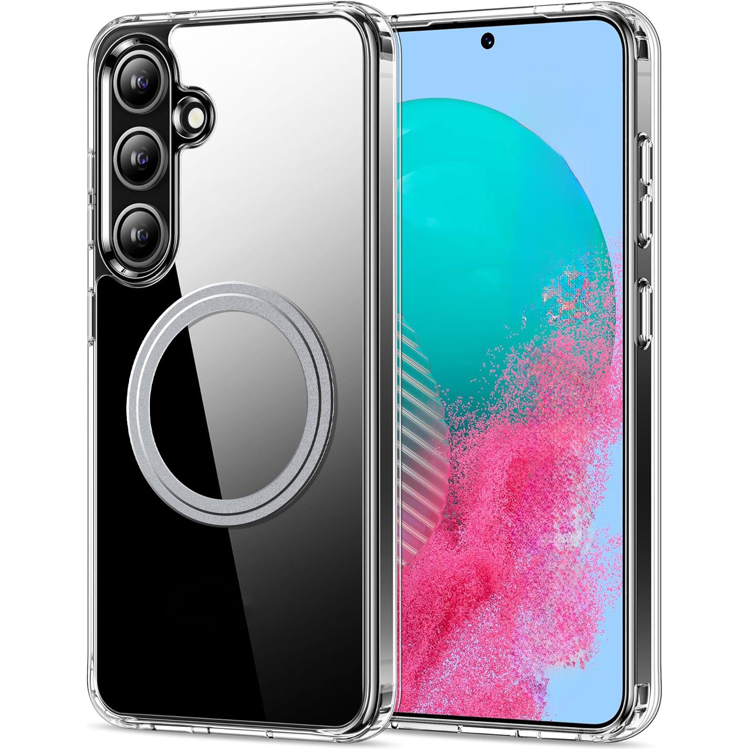 

For Samsung Galaxy S24 Phone Case Compatible with MagSafe TPU+PC Clear Back Cover A