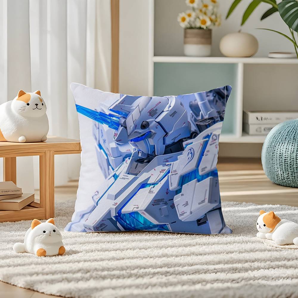 Mobile Suit Gundam Zeta Gundam Anime Plush Pillow Cover Soft Short Plush Cushion Cover For Sofa Bedroom Home Decor Gift