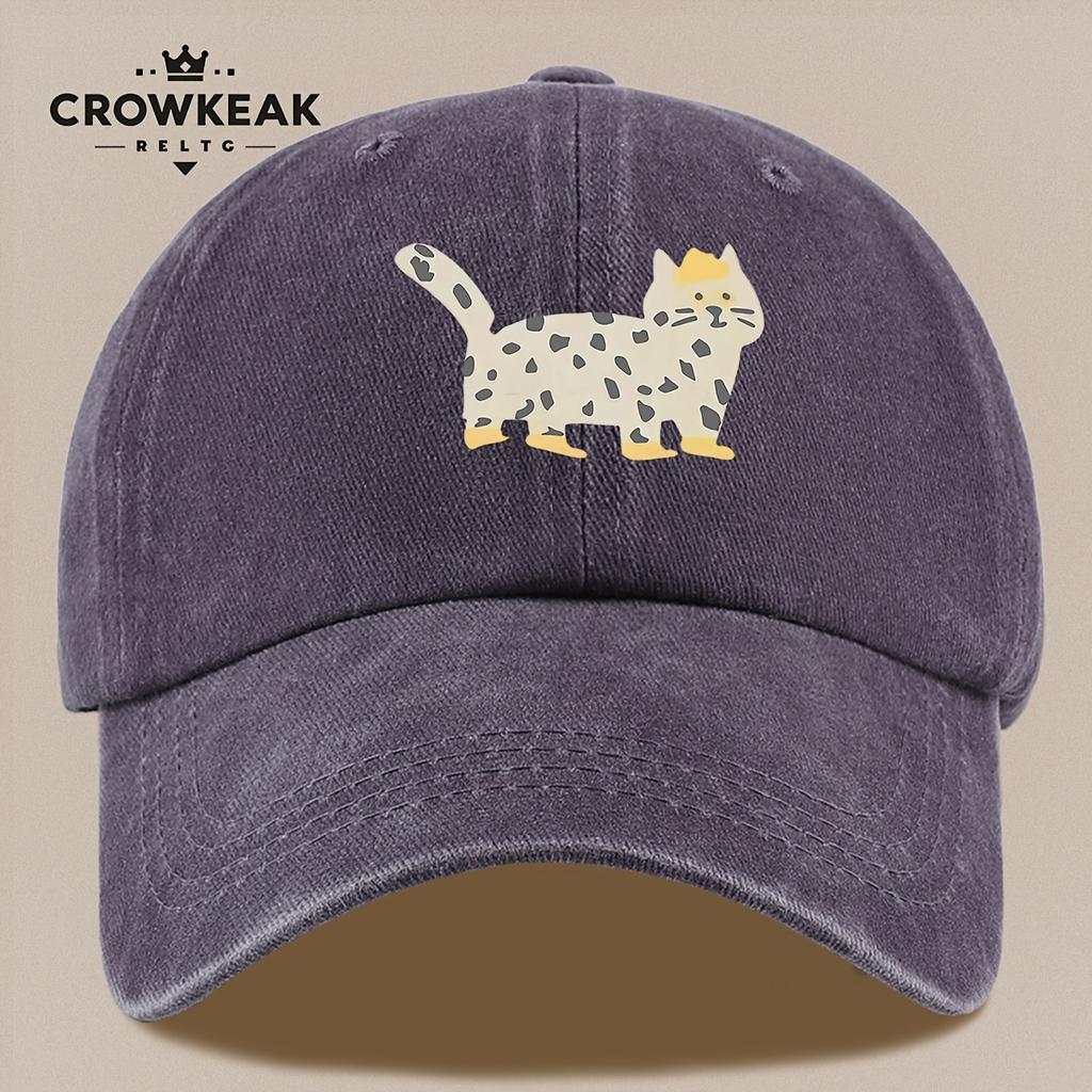 pc Cute Cartoon Cat Pattern Printed Baseball Cap HipHop Trend Black Papa Trucker Hat Breathable and Comfortable Solid Colo