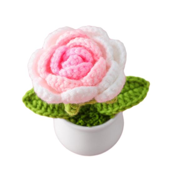 

Милый стиль DIY ручной работы плетеный имитация горшка вязание роза цветок в горшке