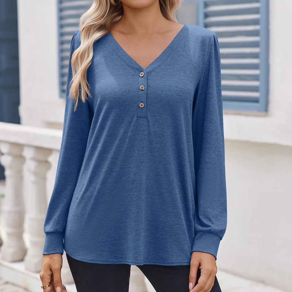 Women's T Shirt Tunic Long Sleeve Party V Neck Tops