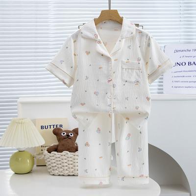 Short-sleeved Children's Pajamas, Girls' Cardigan, Summer Thin Section, Boys' Breathable Home Service Suit