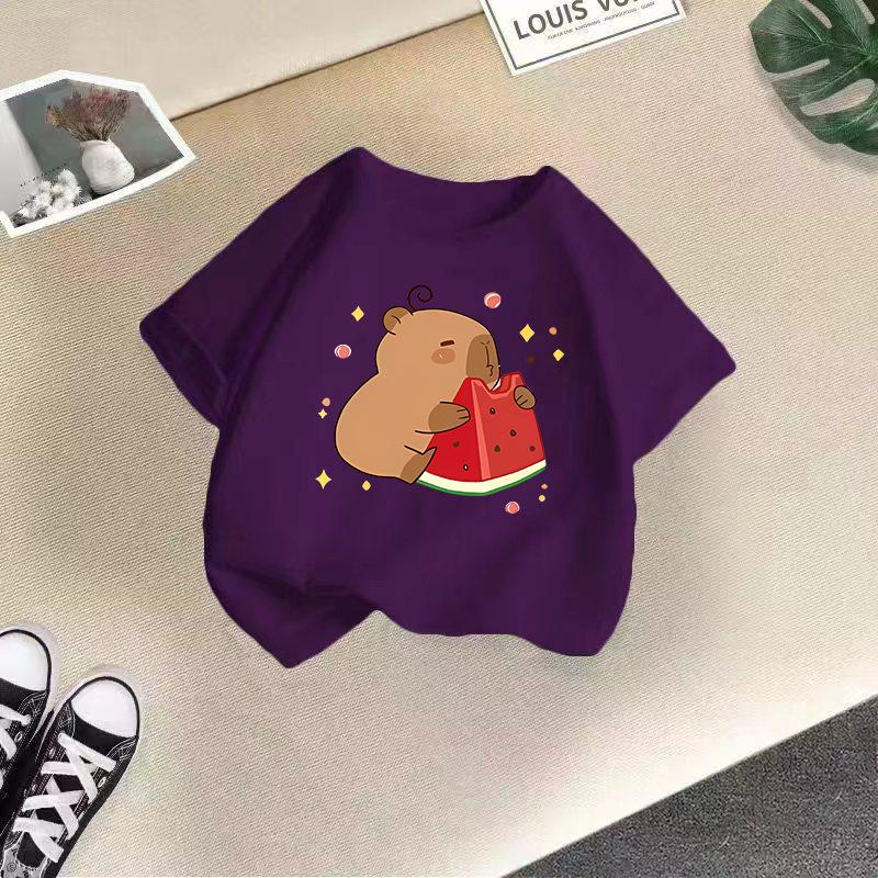 Children's Casual Short-sleeved T-shirt, Summer Boys' And Girls' Cute Capri Blouse