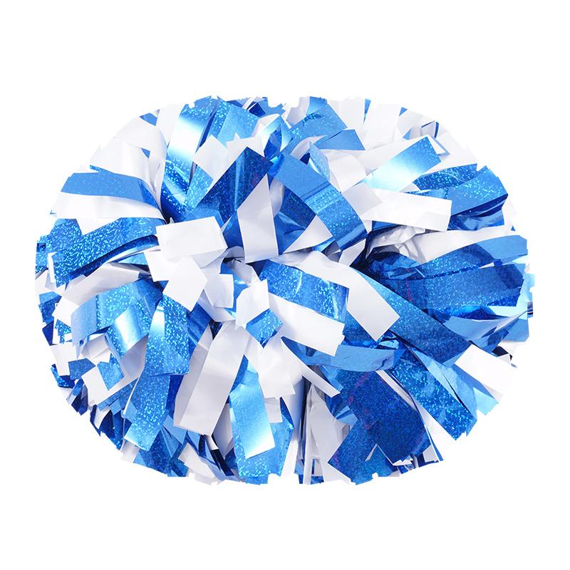Colorful Laser Cheerleading Pom Poms with Baton Handle for Team Spirit Sports Dance Cheering Kids Adults