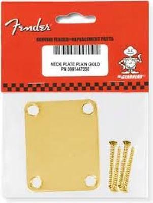 USA Genuine Parts Fender NECK PLATE PLAIN Gold AND BOLTS Neck Plate with Screws for 991447200 Guitar/Bass [Item]