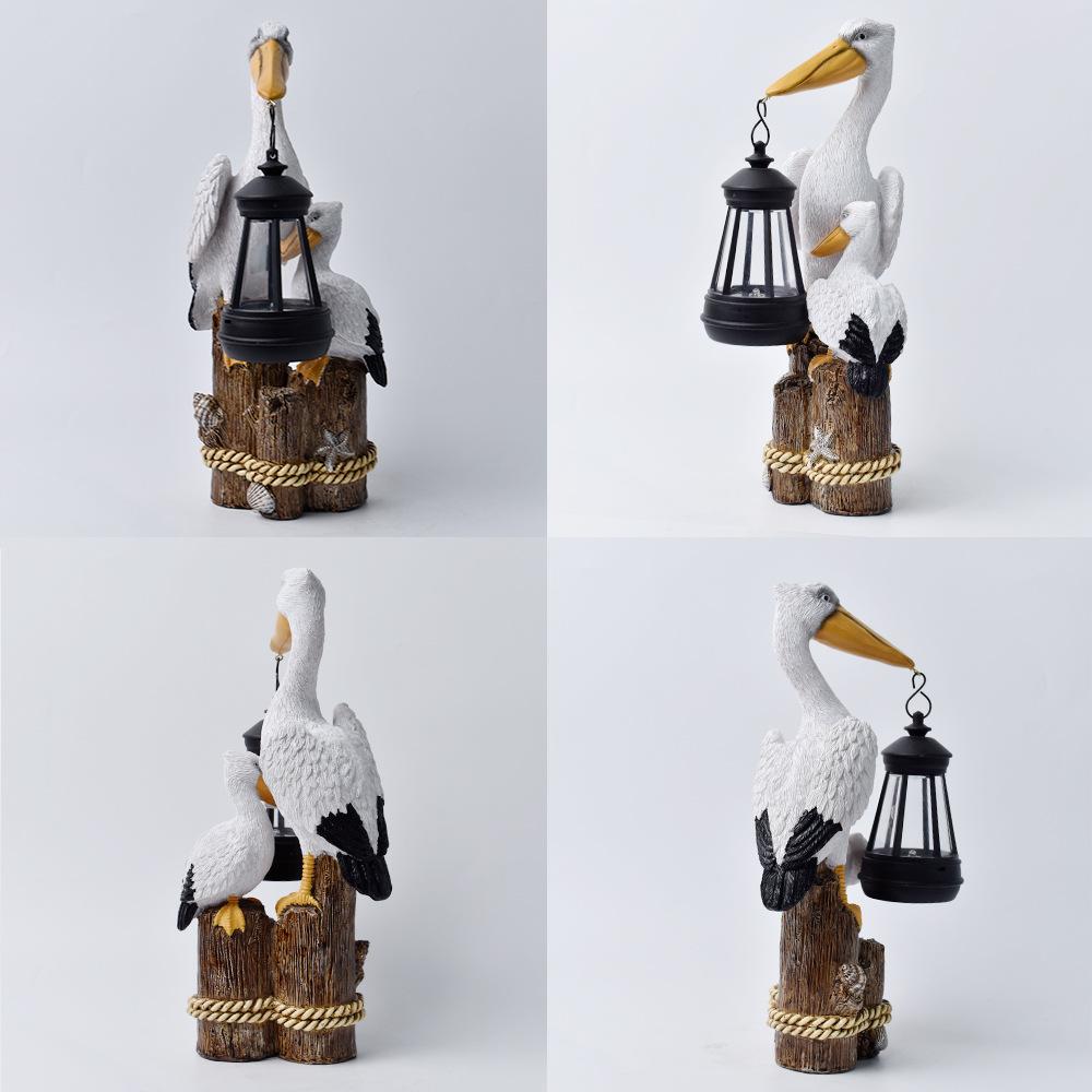 JYL TS/080,Resin Cute Pelican Seagull Pendant Light Solar Outdoor Light Statue for Home Villa Decor