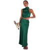 Solid Color Sleeveless Pleated Skirt Set Pure Color Sleeveless Pleated Skirt Suit Women