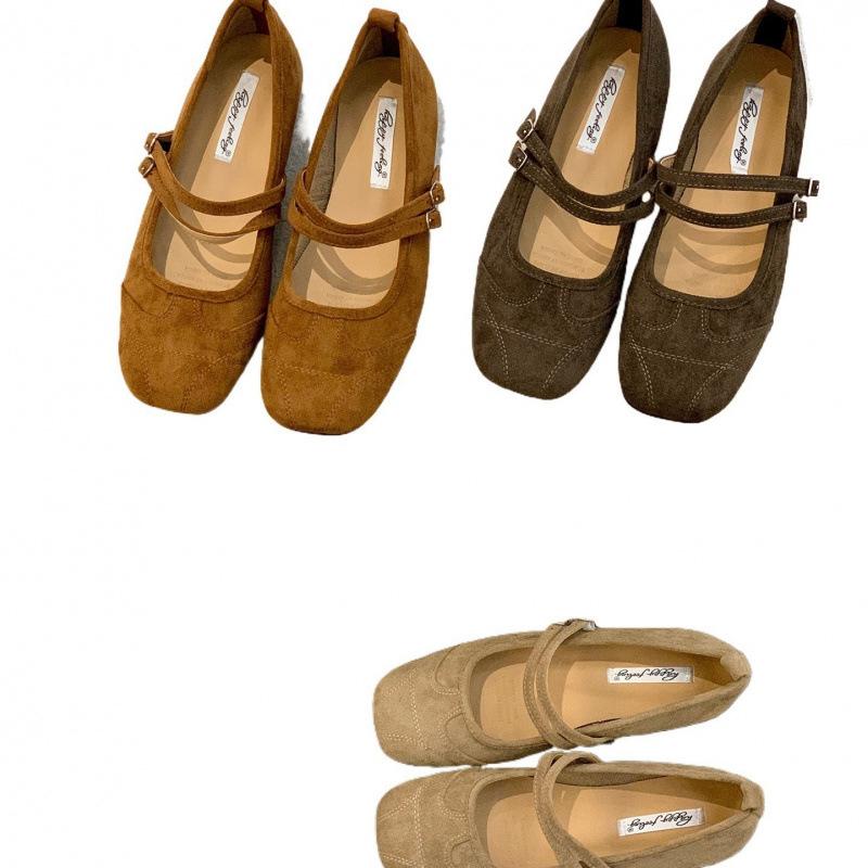 Flat bottom retro niche suede Mary Jane single shoes women's shoes 2025 new spring and autumn with skirt ballet shoes