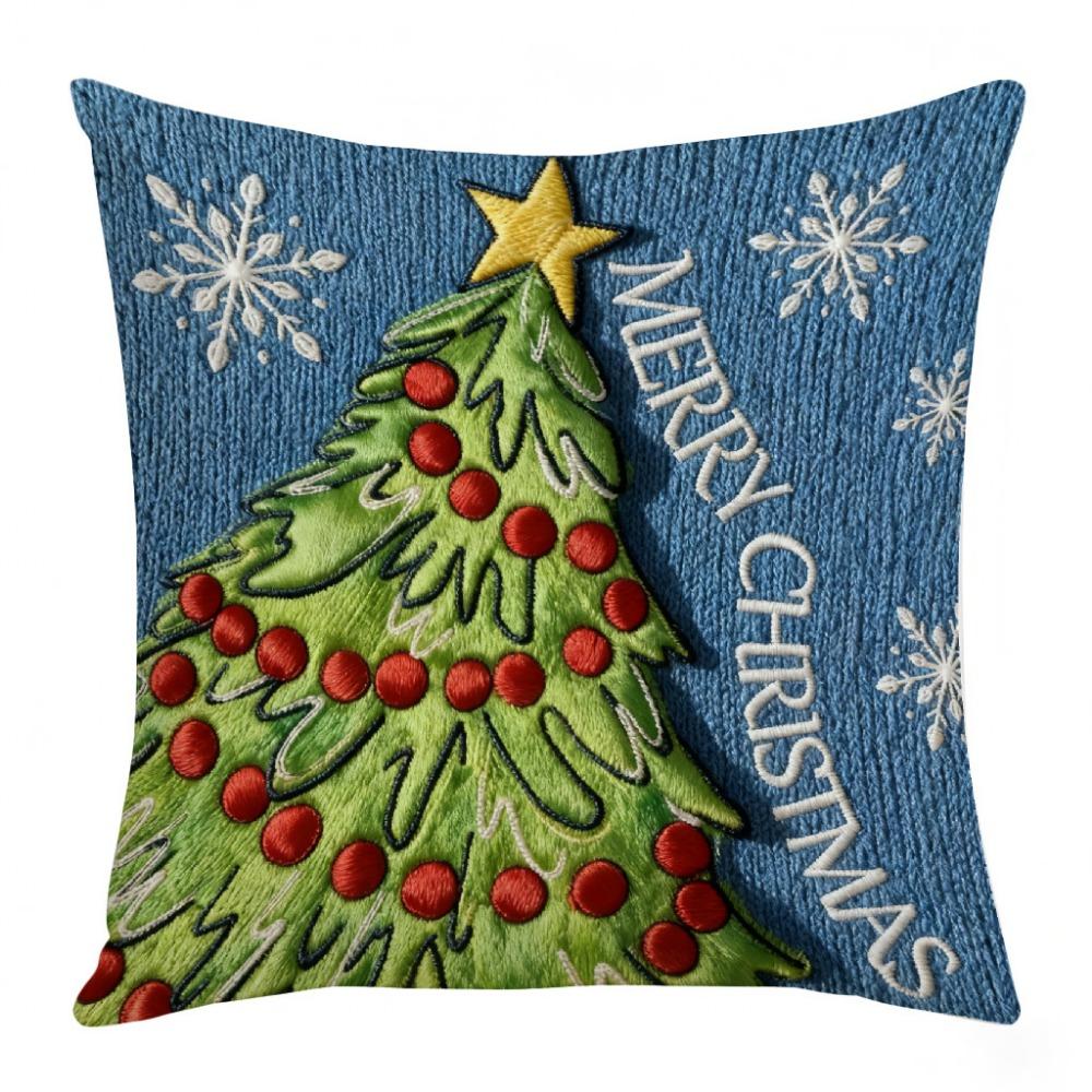 Cartoon Christmas Pillow Covers Flat Printing Xmas Pillow Cover  Home Holiday Decor