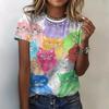 3D Printed Funny Animal T-Shirt for Women Cute Cat Graphic T Shirts Summer Harajuku Round Neck Tops Short Sleeves Loose Tees