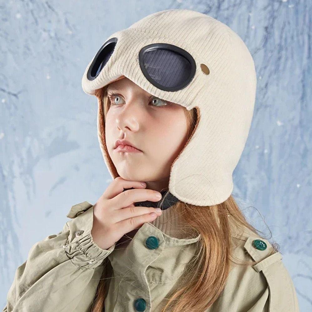 Schnalle Kinderbrille Hut Nackenschutz Kinder Strickmützen Weiche Warme Mütze Mit Brille Jungen
