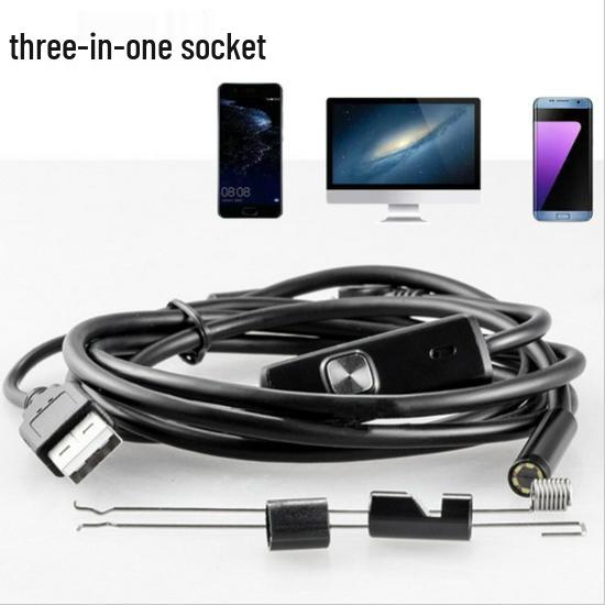 HD USB 3-in-1 Endoscope: 5.5mm Probe, Mobile Visual Inspection Tool for Industrial and Auto Repair.