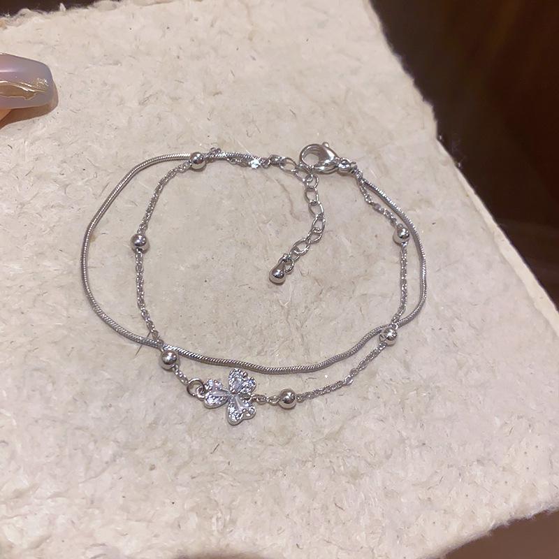 18K Gold-Plated Zircon Flower Layered Bracelet - Elegant, Versatile Fashion Jewelry