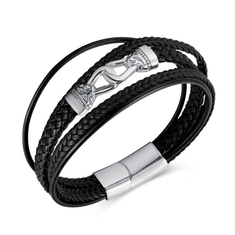 Hot Selling Hand Woven Leather Jewelry European American Personalized Trend Multi-layer Bracelet Men