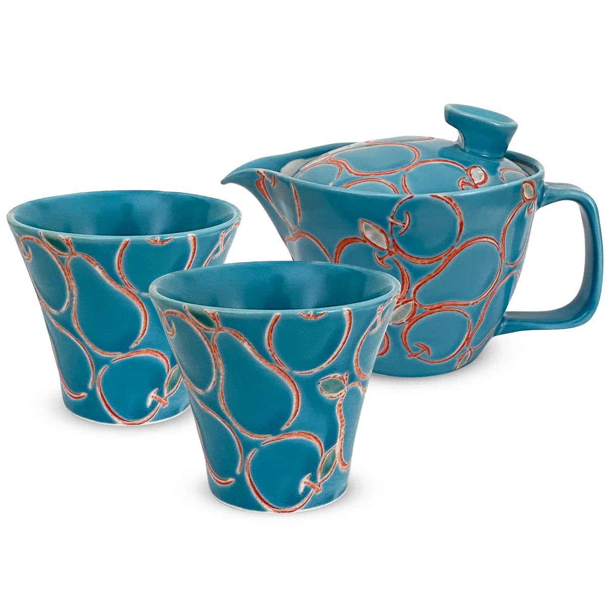 

Kunzan Kiln Teapot Hasami Made in Japan Pair of Tea 240ml and for with Tea Pier Blue J-kitchens Set, Ware, (Teapot, Teacups, Set), 130ml, 1-2 people,