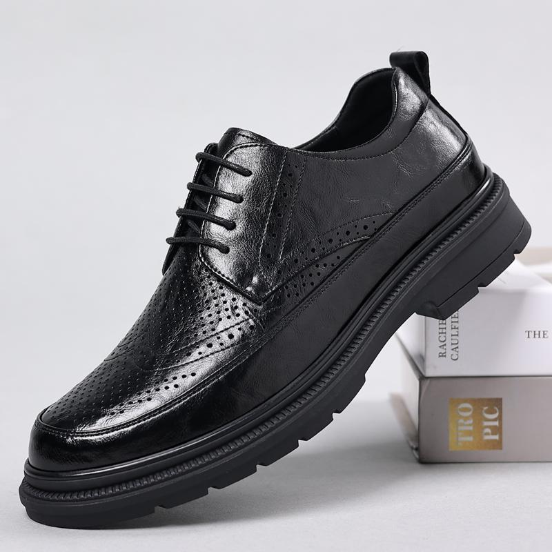 Fashion 2024 Natural Leather Hot Sale Men's Shoes Summer Fashion Trend Comfortable High Quality Thick Bottom Outdoor Brock Man Shoes