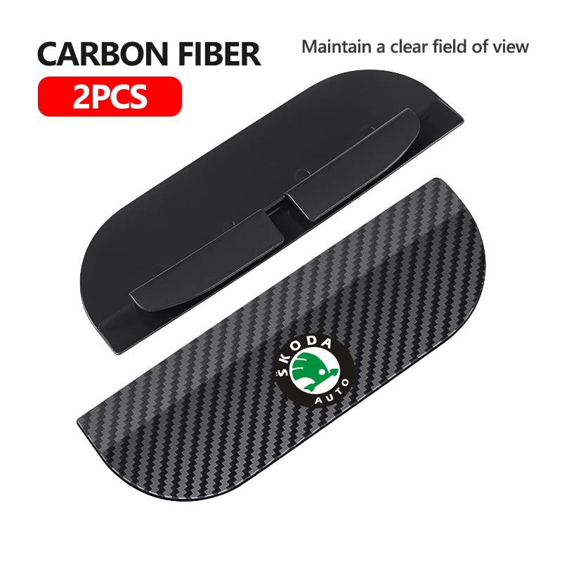 UMVB1 Detachable Car Rearview Mirror Rain Eyebrow Carbon Fiber Sun Visor For Skoda Fabia 1 2 Octavia A7 RS Superb Rapid Yeti Karoq