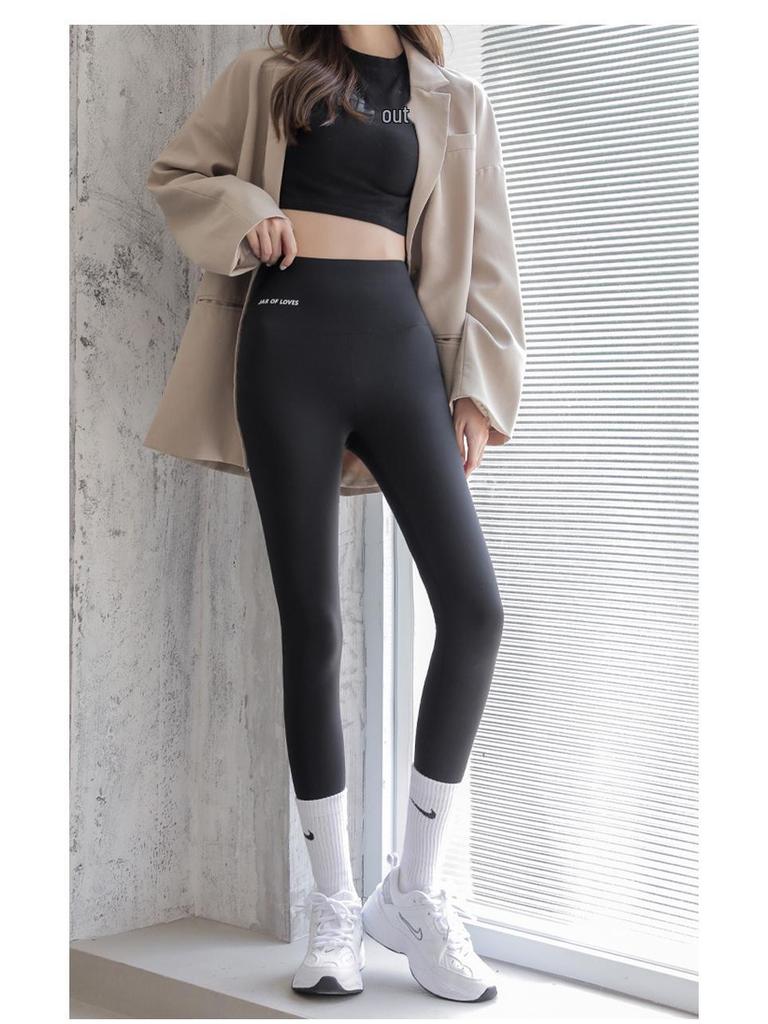 High Waist Women's Velvet-Lined Yoga Leggings - Slimming & Thick Shark Skin Barbie Pants for Autumn/Winter