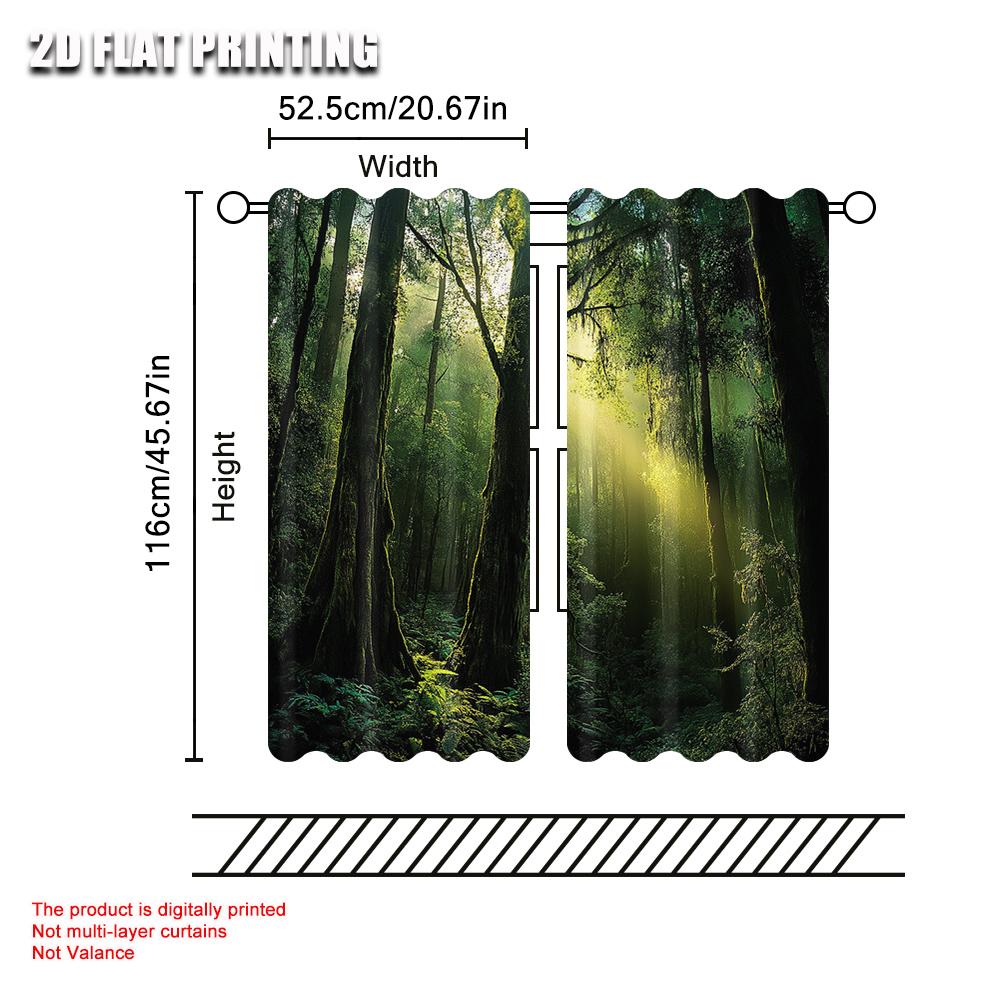 2pc,   Window Curtains Forest Trees Durable Polyester,Without Electricity Festive Holiday Use for Home Daily Decor