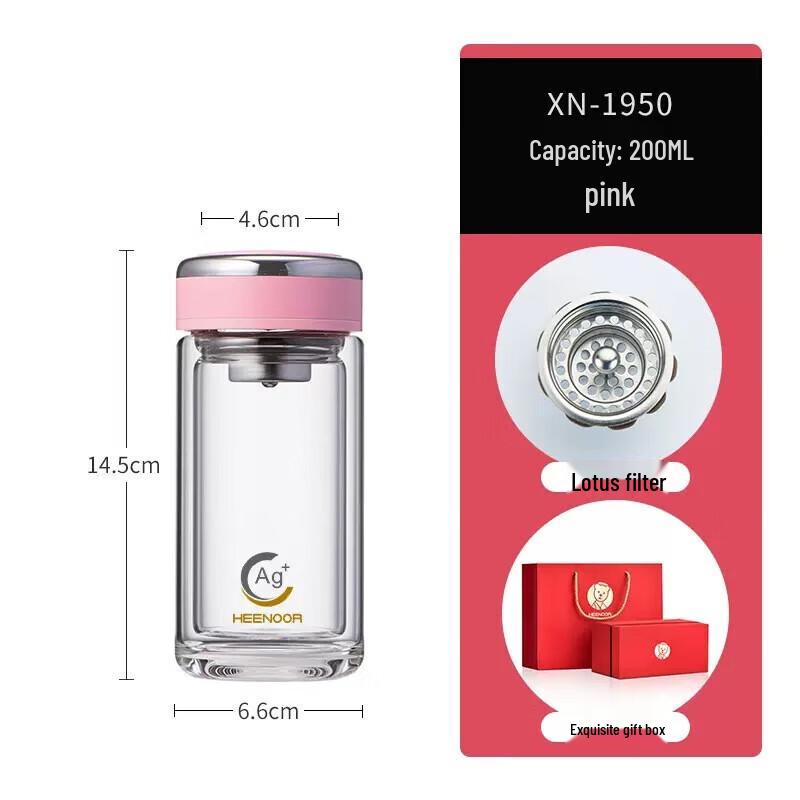 Heenoor Double-Wall Glass Tea Infuser Mug