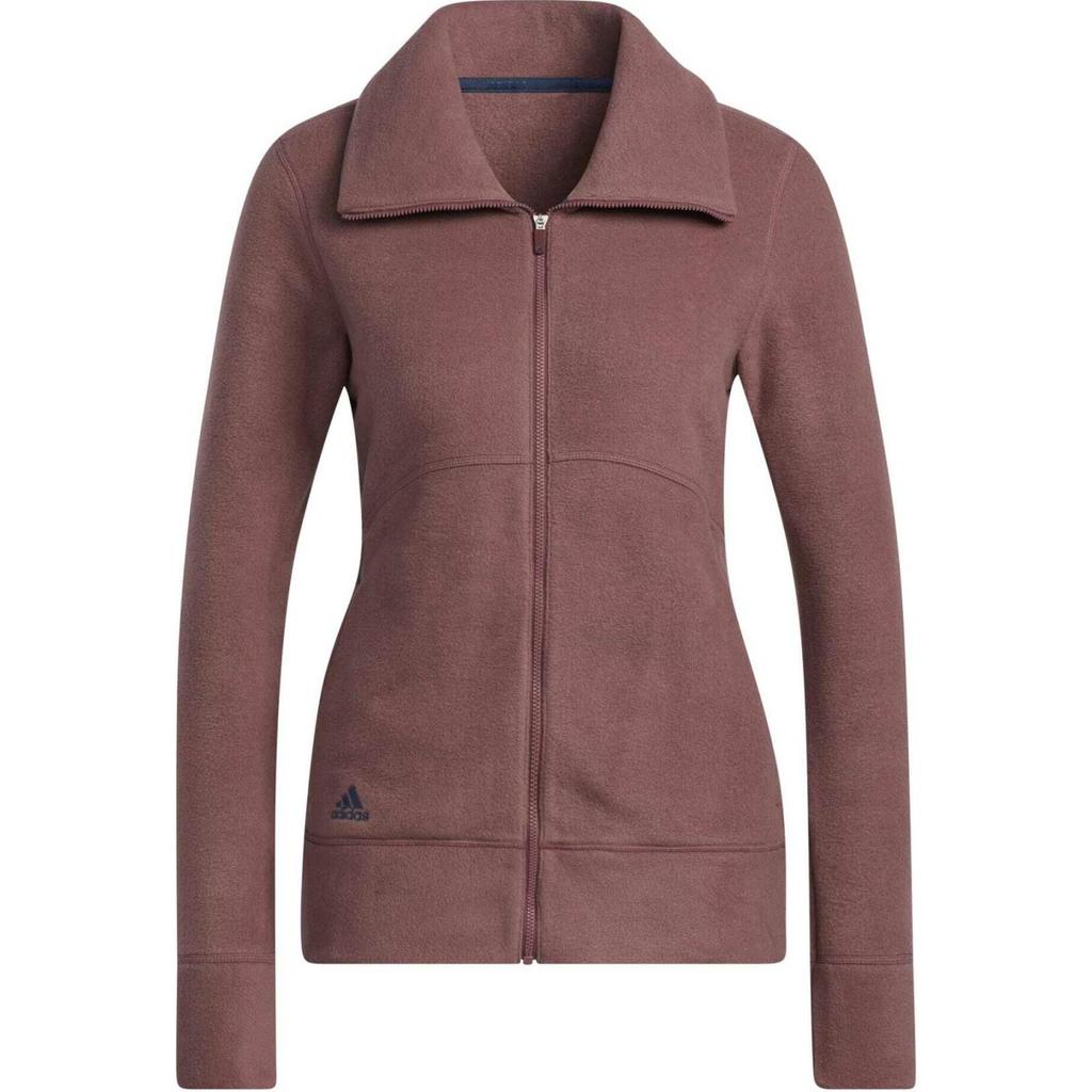 adidas Womens Solid Drawstring Collar Casual Long Sleeve Jacket Women Red-Brown HG6984