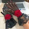 Rose Flower Fishnet Gloves Thin Mesh Mittens Unique Lace Gloves  Party