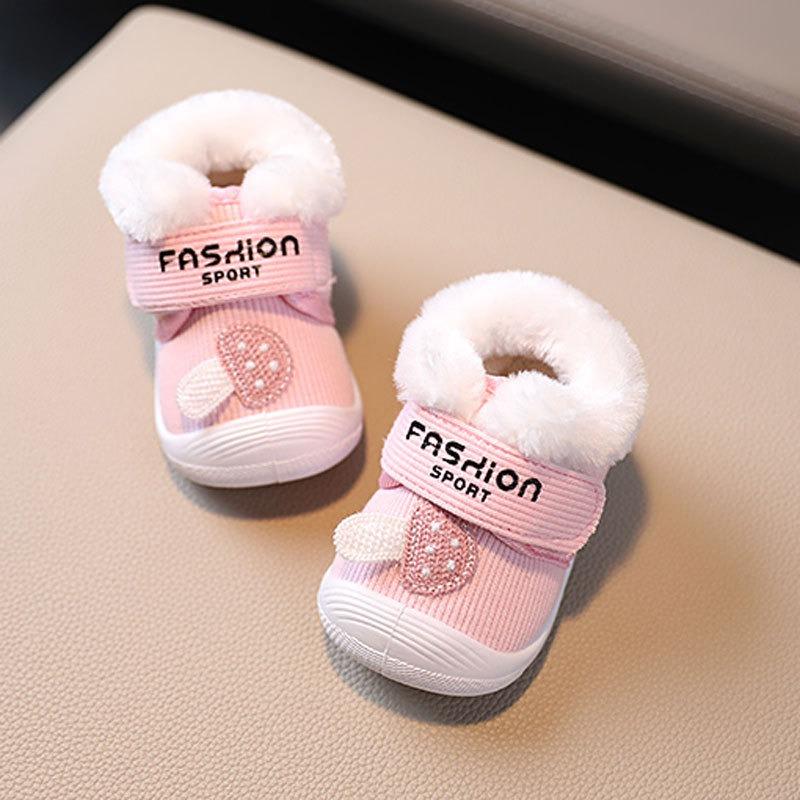 Baby Boots 0-2 Years Fleece-Lined Warm Infant Shoes with Soft Soles for Boys & Girls Cute Casual Shoes for Kids