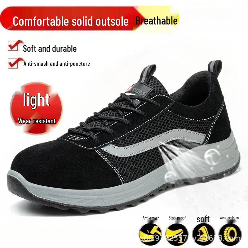 Men's Summer Breathable Steel Toe Safety Work Shoes: Anti-smash, Anti-puncture, Insulated, for Construction Workers