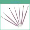 Brush 7pcs Nail Set Pink Handle Liner Uv Gel Acrylic Painting Cuticle Remove Nail Painting Tool