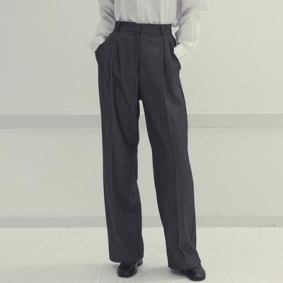 BRINGMYTHINGS House Pintuck Long Wide Slacks_Chacoal