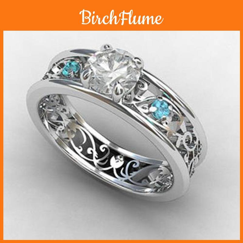Geometric Blue Sapphire Engagement Ring With Cubic Zirconia For Women And Men