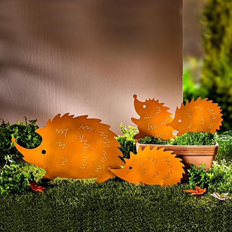 Metal Animal Yard Decors Garden Art Rust Animals for Outside Decorations Outdoor Decorative Stake Lawn Accessory