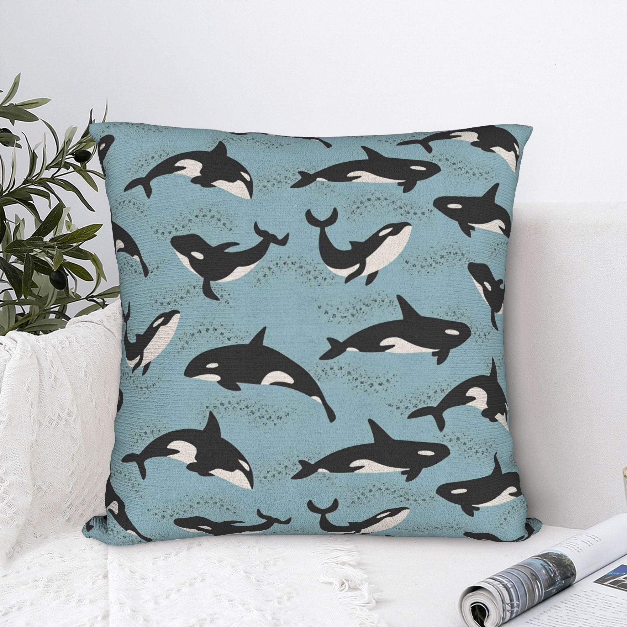 Shunika Chen Unisex Orca Whale Patterns Pillowcases Retro Trendy Pillow Case For Wedding Party Home Decor Custom Pillow Cover