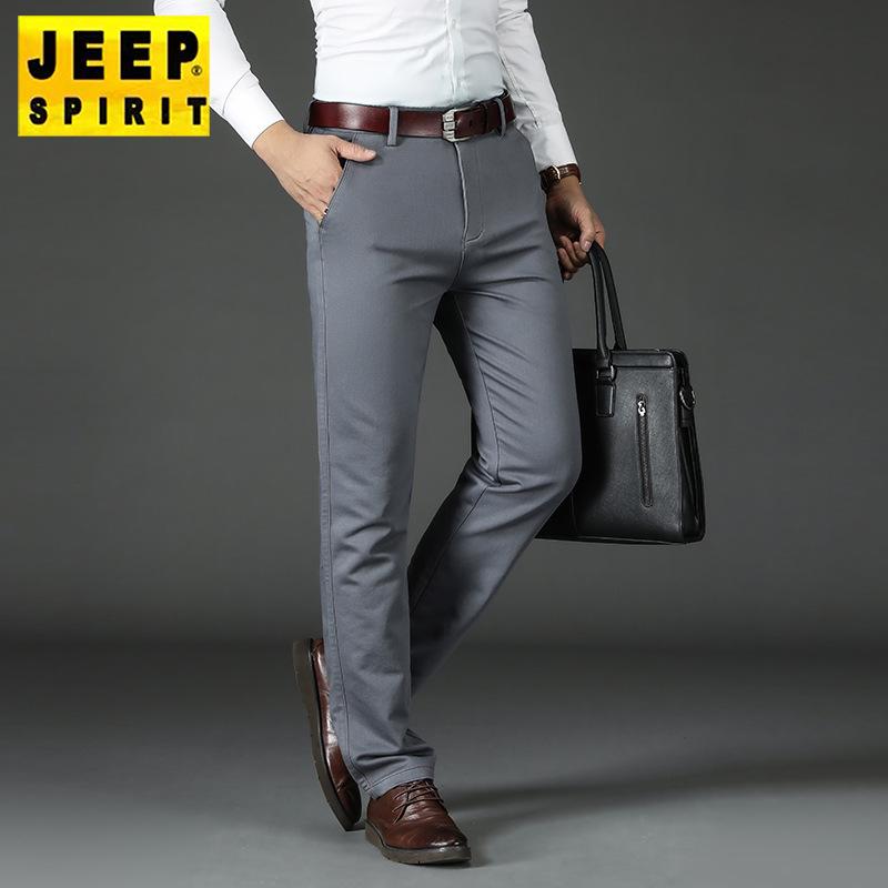 Men's Autumn/Winter Casual Gray Stretch Cotton Pants, Straight-Leg, Loose-Fit, Mid-Rise, Solid Color, Durable, Military Green J856A.