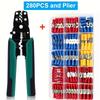 280Pcs Spade Crimp Terminal Connector Kit with 4-in-1 Wire Stripper Copper Contact Crimp Termination Insulated Cable Connectors