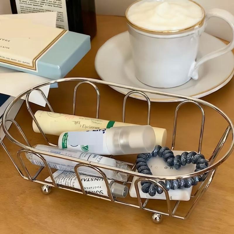 Iron Storage Basket Multi-Purpose Organizer For Accessories,Cosmetics, Vanity, Desk, Photo Props, Shelf Baskets