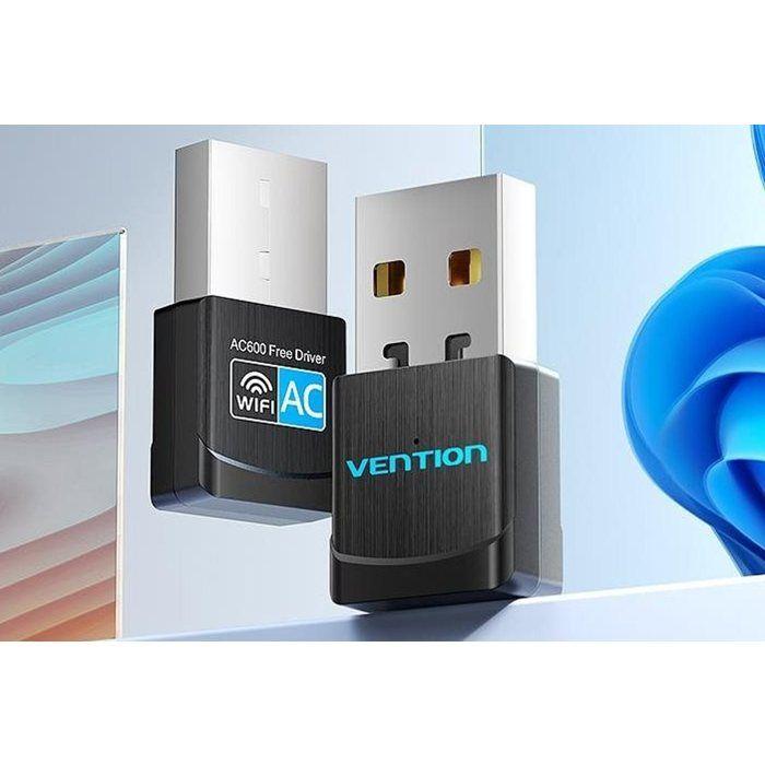 Vention USB Wi-Fi Dual Band Adapter 5G (støtter også 2.4G) Svart