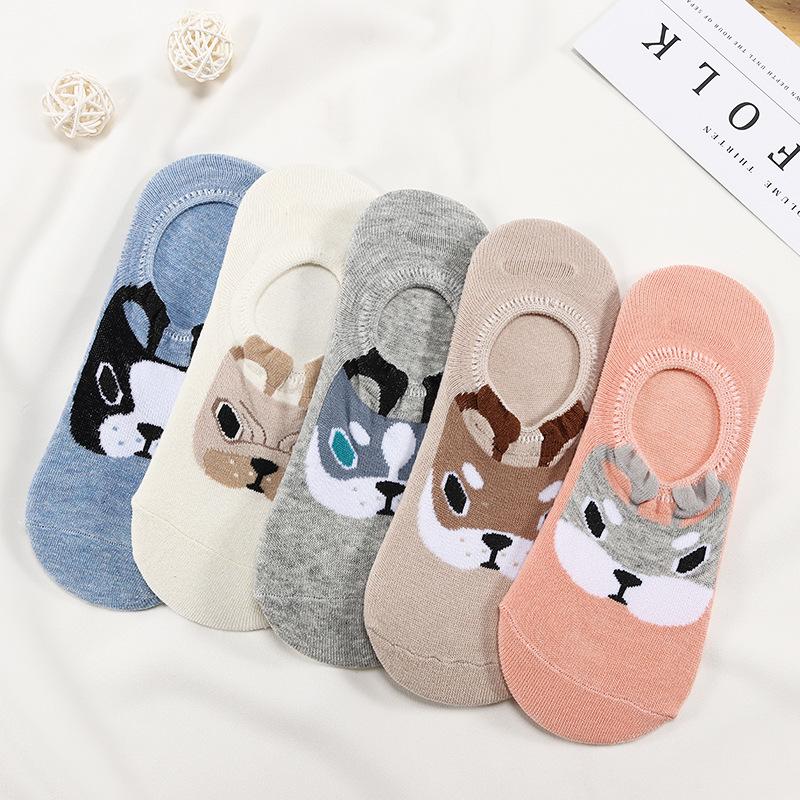 5 Pairs/lot Cute Harajuku Animal Socks Women Summer Korean Cat Bear Rabbit Funny Low Cut Ankle Sock
