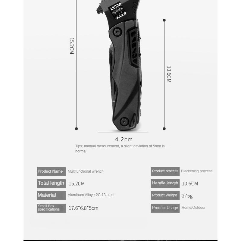 Outdoor Camping Multifunctional Wrench Pliers, Multi-purpose Adjustable Wrench, Folding Knife Saw, EDC Wrench Combination Tool, 12 In 1