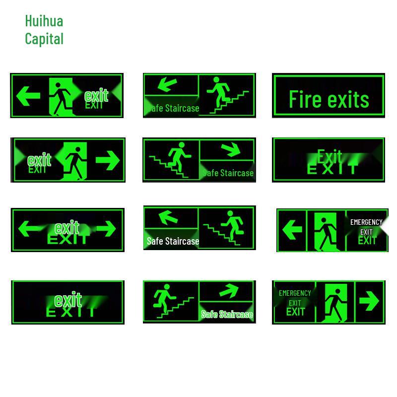 

HUIHUADU Fluorescent Fire Safety Exit Sign (10-Pack)